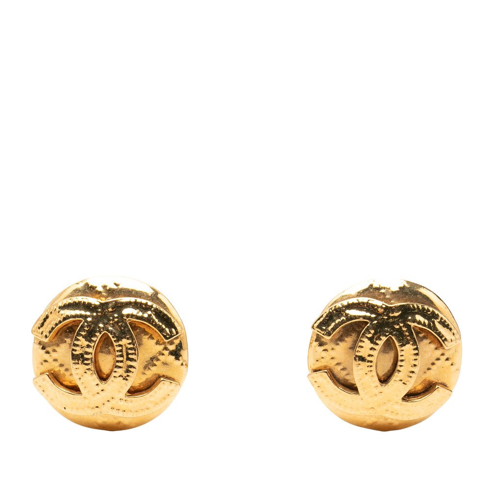 Pre-Loved Chanel CC Gold Plated Round Clip On Earrings
